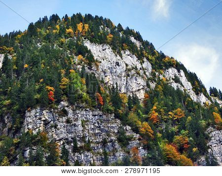 Rocky Peak Sulzberg In The Glarus Alps Mountain Range And Above Lake Klontalersee - Canton Of Glarus