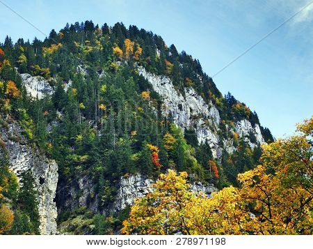Rocky Peak Sulzberg In The Glarus Alps Mountain Range And Above Lake Klontalersee - Canton Of Glarus