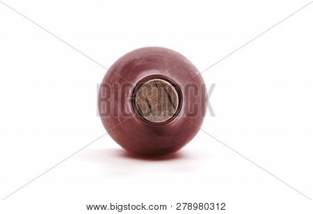 Old Bottle Of Wine, Covered In Dust, Selective Focus, Isolated On White