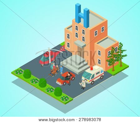 Clinical Hospital Concept Banner. Isometric Banner Of Clinical Hospital Vector Concept For Web, Gift
