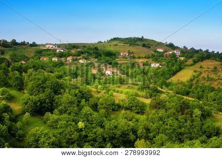 Spring Is Coming... Amazing Spring View With A Little Village In Rhodopi Mountains, Bulgaria. Magnif