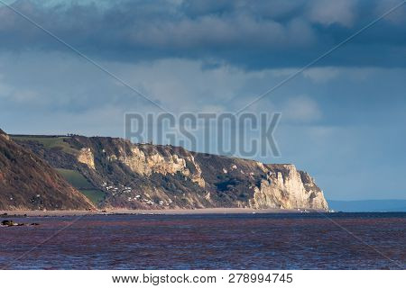 White Rocks Near Salcombe Regis On The South Coast Of Devon. View From The City Of Sidmouth. Uk