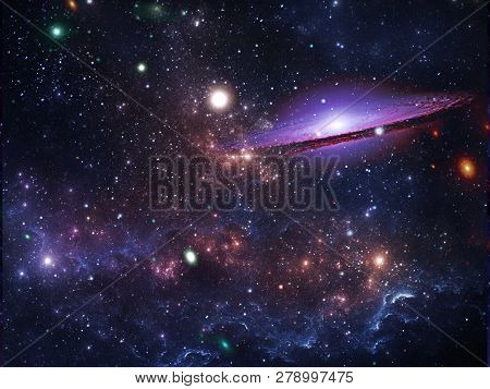 Planets And Galaxy, Cosmos,  Physical Cosmology, Science Fiction Wallpaper. Beauty Of Deep Space. Bi
