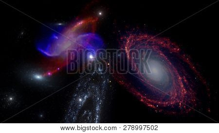 Planets And Galaxy, Cosmos,  Physical Cosmology, Science Fiction Wallpaper. Beauty Of Deep Space. Bi