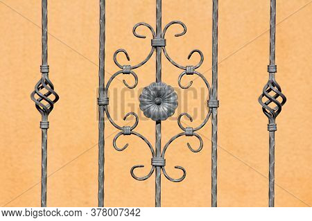 Custom Made Vintage Retro Grey Wrought Iron Fence With Various Small To Large Handmade Decorations I