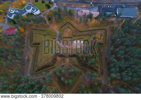 Top View Of The Central Bastion Of The Ancient Taavetti Fortress (davydov Fortress) On An October Af