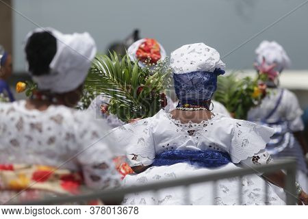 Salvador, Bahia / Brazil - November 20, 2018: Members Of The National Association Of Acaraje Baianas