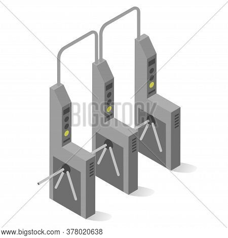 Turnstile Mechanical Gate, Post With Arms And Passageway