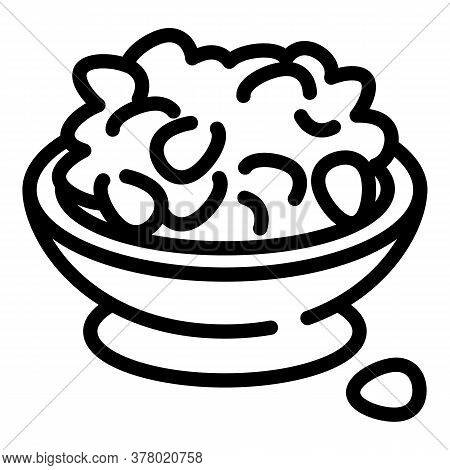 Peanut Bowl Icon. Outline Peanut Bowl Vector Icon For Web Design Isolated On White Background
