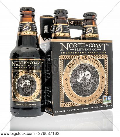 Winneconne,  Wi - 24 July 2020: A Four Pack Of North Coast Brewing Old Rasputin Russian Imperial Sto