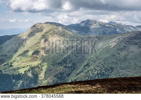 Little Fatra Mountain Range From Stoh, Slovak Republic. Springtime Scene. Beauty In Nature.
