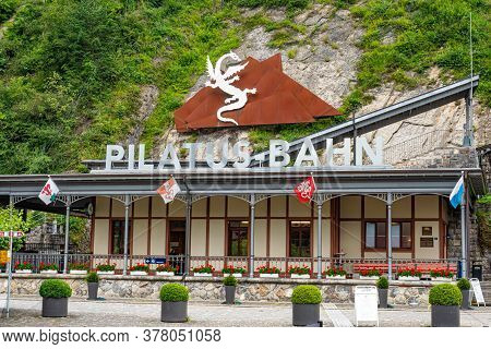 Pilatus Train - The Worlds Steepest Cogwheel Railway - Alpnac Hstad, Switzerland - July 15, 2020