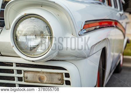 Jesup, Ga - March 17, 2018: Close Up View Of A 1957 Ford 2-door Wagon At The Jesup 2018 St. Patrick'