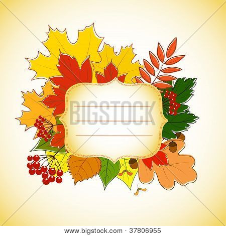 Figur-Einladungskarte mit Herbstlaub