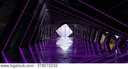 Abstract Futurictic Tunnel Technology 3d Rendering Illustration