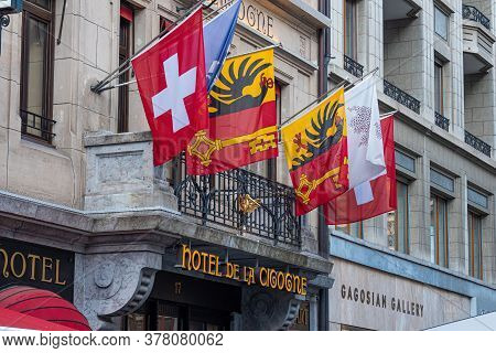 Hotel De La Cigogne In Geneva In Switzerland - City Of Geneva, Switzerland - July 8, 2020