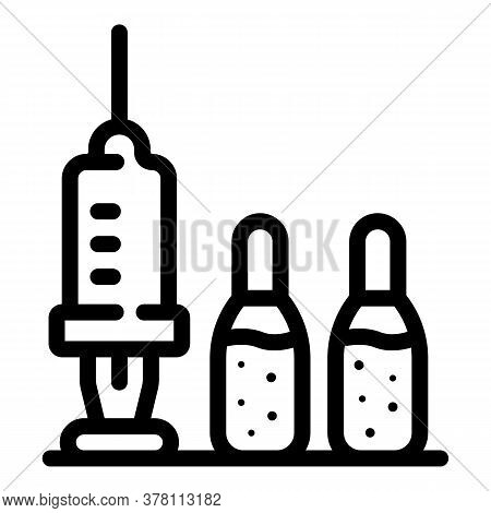 Sport Syringe Ampules Icon. Outline Sport Syringe Ampules Vector Icon For Web Design Isolated On Whi