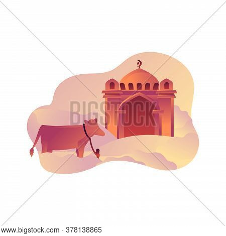 Eid Al-adha Qurban Celebration Flat Illustration.suitable For Landing Page, Ui, Website, Mobile App,