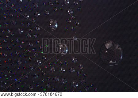 Many Small Water Drops On The Surface Of Cellphone Hydriphobic Coated Glass Screen