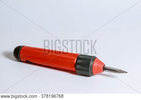 Deburring Tool For Metal, Wood, Aluminum, Copper And Plastic Isolated On White Background.