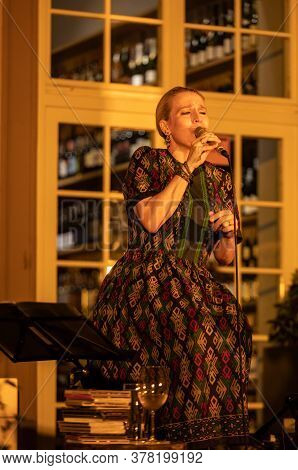 Cracow, Poland - July 3, 2020:  Polish Singer Aga Zaryan And Szymon Mika Performs Live At 25rd Editi