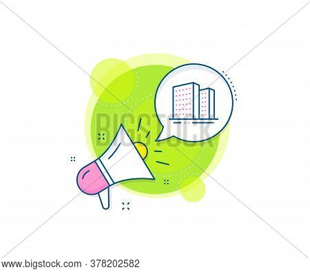 City Apartments Sign. Megaphone Promotion Complex Icon. Buildings Line Icon. Architecture Building S