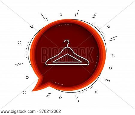 Cloakroom Line Icon. Chat Bubble With Shadow. Hanger Wardrobe Sign. Clothes Service Symbol. Thin Lin