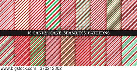 Candy Cane Stripe Seamless Pattern. Christmas Texture. Vector Illustration.