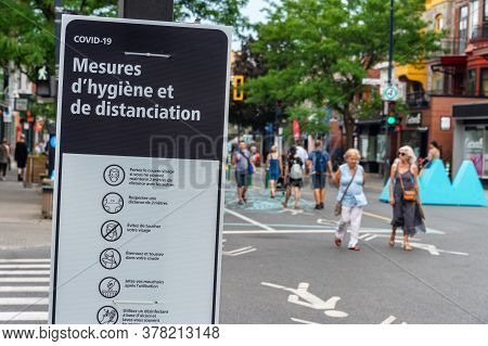 Montreal, Ca - 26 July 2020: Voies Actives Securitaires (safe Active Transportation Circuit) On Mont