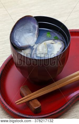 big sizer japanese basket clams soup, japanese food