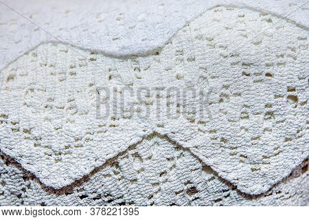 White Embroidery In Old Style . Details Of Handmade Purl