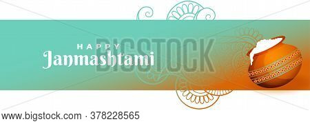 Attractive Happy Krishna Janmastami Festival Banner Design