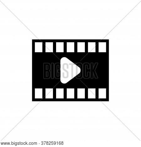 Play Video, Multimedia Movie Player. Flat Vector Icon Illustration. Simple Black Symbol On White Bac
