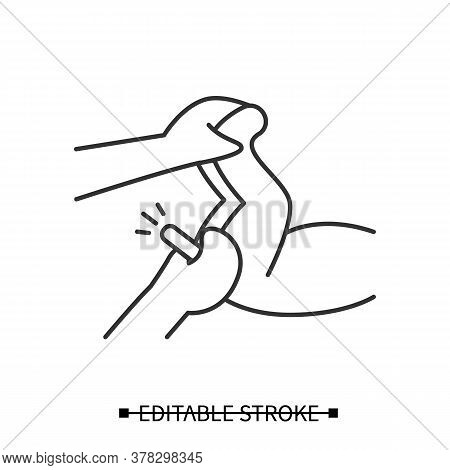 Baby Temperature Check Icon. Baby Rectal Body Heat Measurement Linear Pictogram. Concept Of Healthca