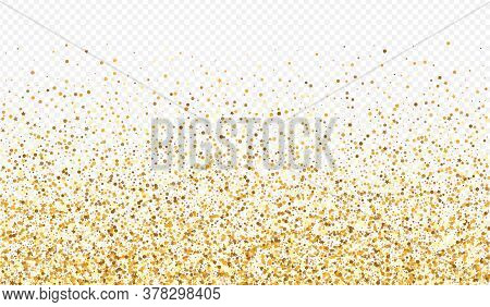 Gold Shine Luxury Transparent Background. Paper Dot Card. Yellow Round Modern Background. Confetti G