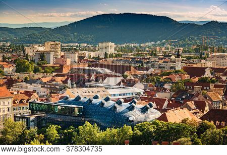 Graz, Austria - 13.07.2020: Graz Art Museum, Kunsthaus Graz. Contemporary Architecture Designed By C