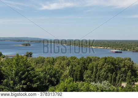 Amidst Nature Flowing River Dnepr In Kanev. Ukraine