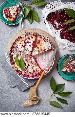Cherry Clafouti - Traditional French Sweet Fruit Dessert