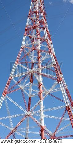 Highest Electricity Pylons, High Voltage Pylons In Europe On The Elbe Near Hamburg