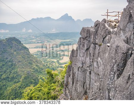 Scenery Landscape View From Pha Ngeun In Vangvieng City Laos.vangvieng City The Famous Holiday Desti