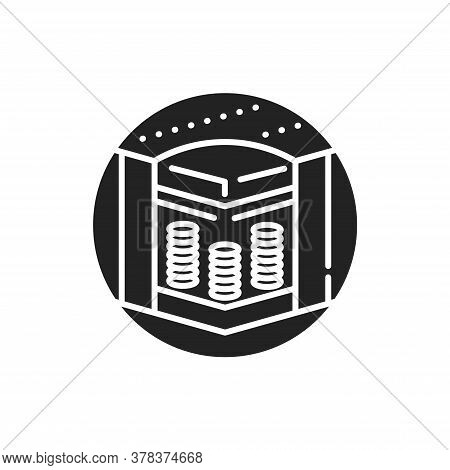 Spring Bed Mattress Black Glyph Icon. Blocks Consist Of Springs That Are Connected. Represent A Whol