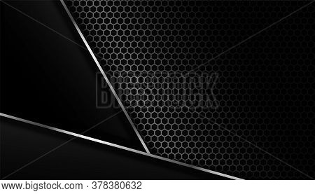 Dark Carbon Fiber Background With Metal Lines