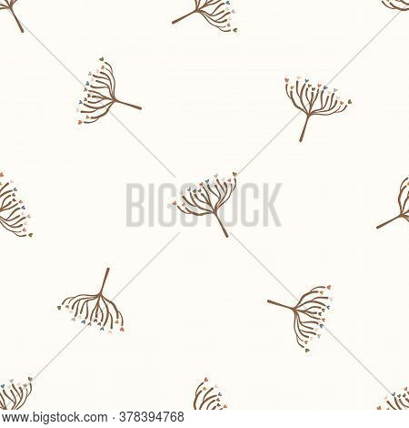 Seamless Background Gender Neutral Baby Dandelion Seed Pattern. Simple Whimsical Minimal Earthy 2 To