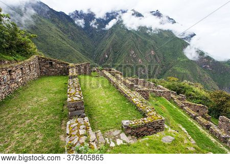 Choquequirao, One Of The Best Inca Ruins In Peru. Choquequirao Inca Trekking Trail Near Machu Picchu
