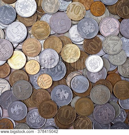 Russian Coins Metal Money Rubles And Kopecks.