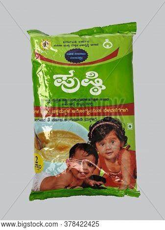 Closeup Of Different Types Govt Of Karnatakas, Dwcd Department Packed Pushti Named Poor Infant And Y