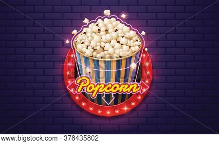 Light Sign Popcorn Blickwall Background Vector Illustration