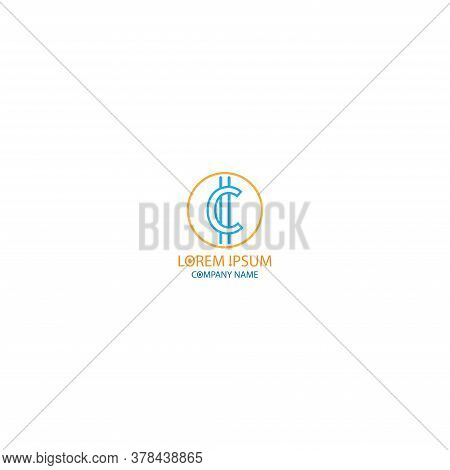 Currency Symbol Letter C Logo Design Concept In Orange And Blue Colors