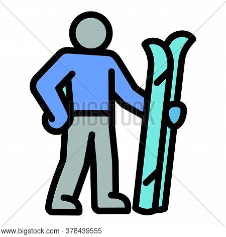 Ski Sportman Icon. Outline Ski Sportman Vector Icon For Web Design Isolated On White Background