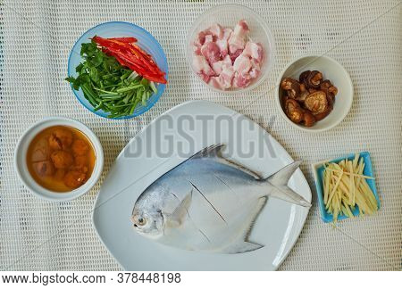 Prepare Raw Food  For  Steam Butter Fish With Soy Sauce Manu.